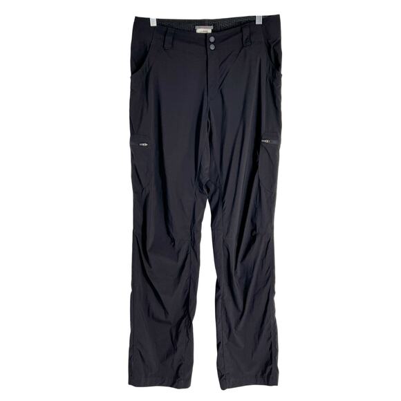L.L. Bean Cargo Hiking Pants Women 8 Black Roll Tab Zip Pockets Outdoor Mid Rise - Picture 1 of 13